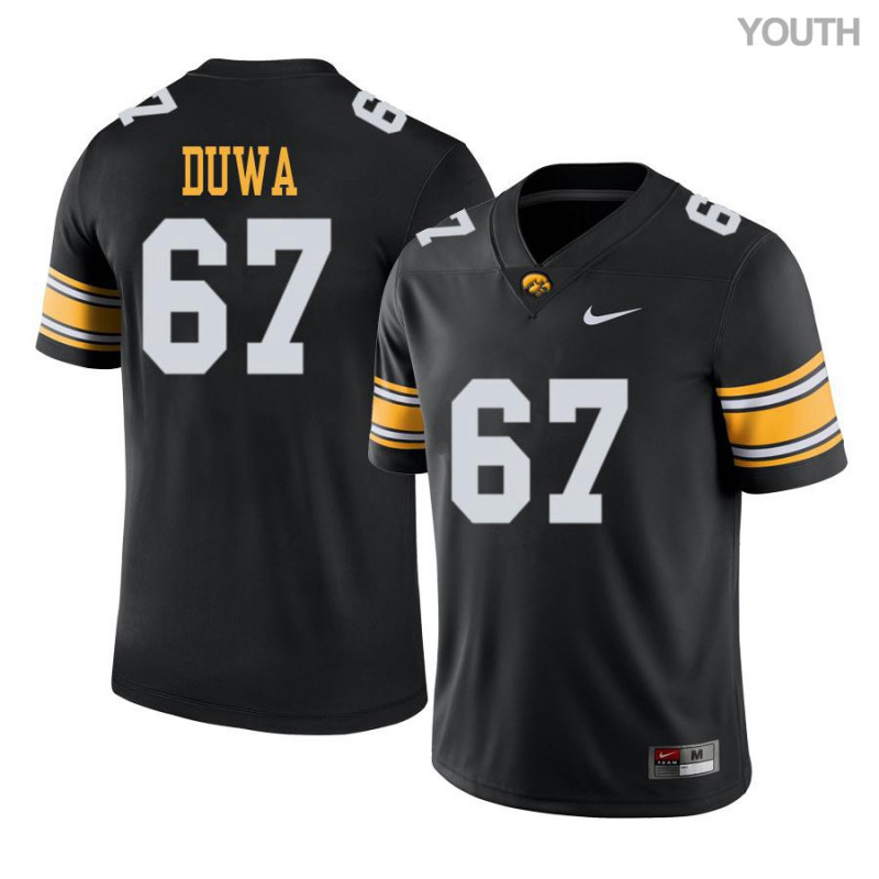 Youth Iowa Hawkeyes NCAA #67 Levi Duwa Black Authentic Nike Alumni Stitched College Football Jersey DE34Q25PF